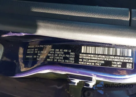 2017 Jeep Renegade Sport из США, поврежденный, VIN ZACCJBAB6HPG21044